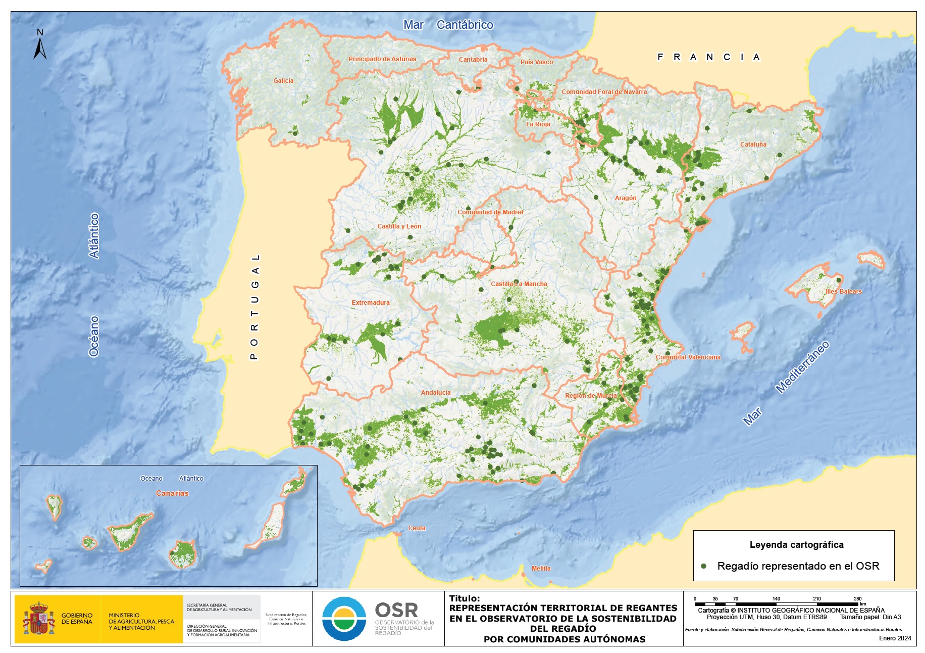 Territorial representation of irrigators in the OSR by Autonomous Communities
