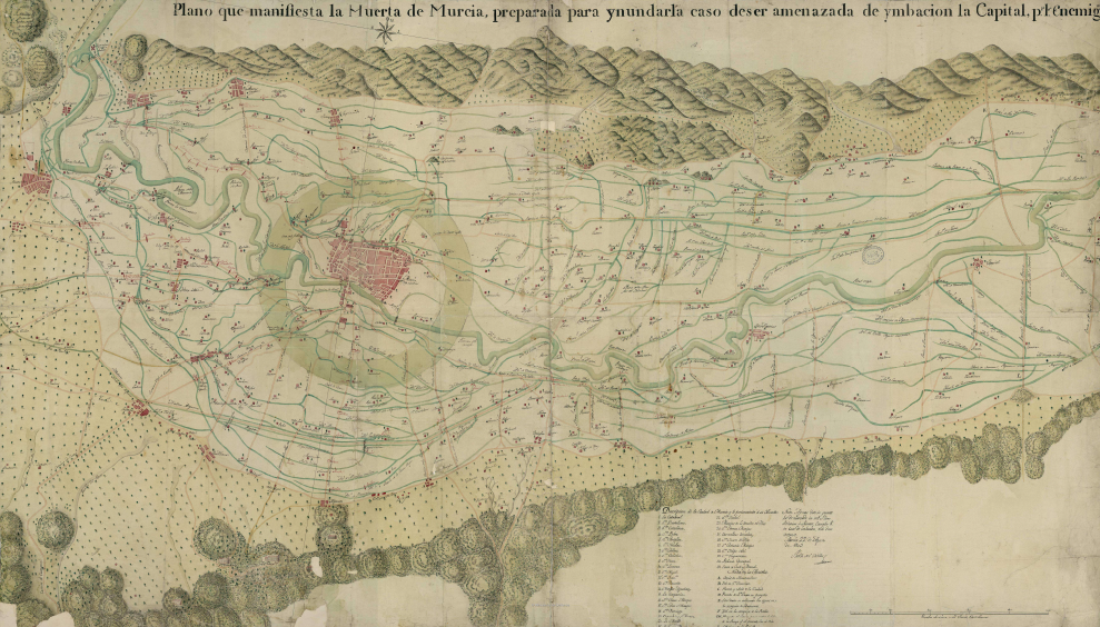 Plano de la inundación de La Huerta de Murcia