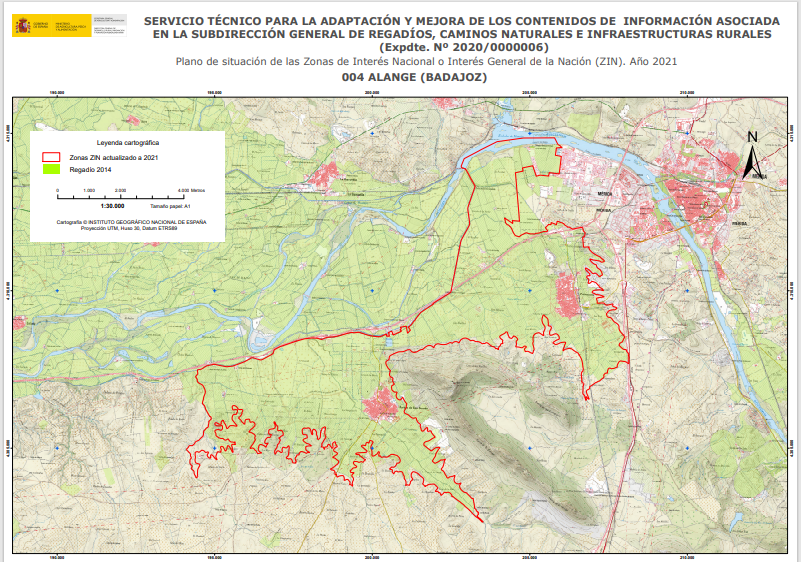 Map of the Alange Irrigation Zone (Badajoz) generated by digitization and integration of information on paper