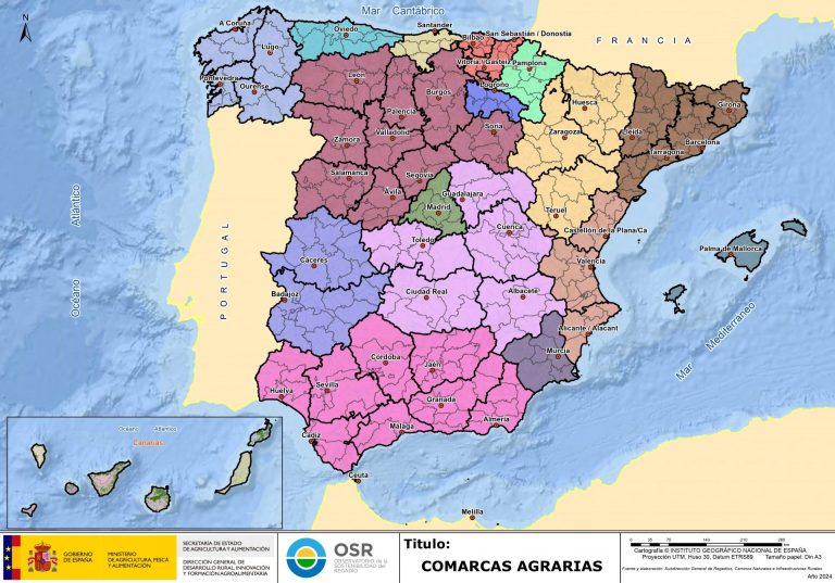 Espainiako nekazaritza-eskualdeen mapa